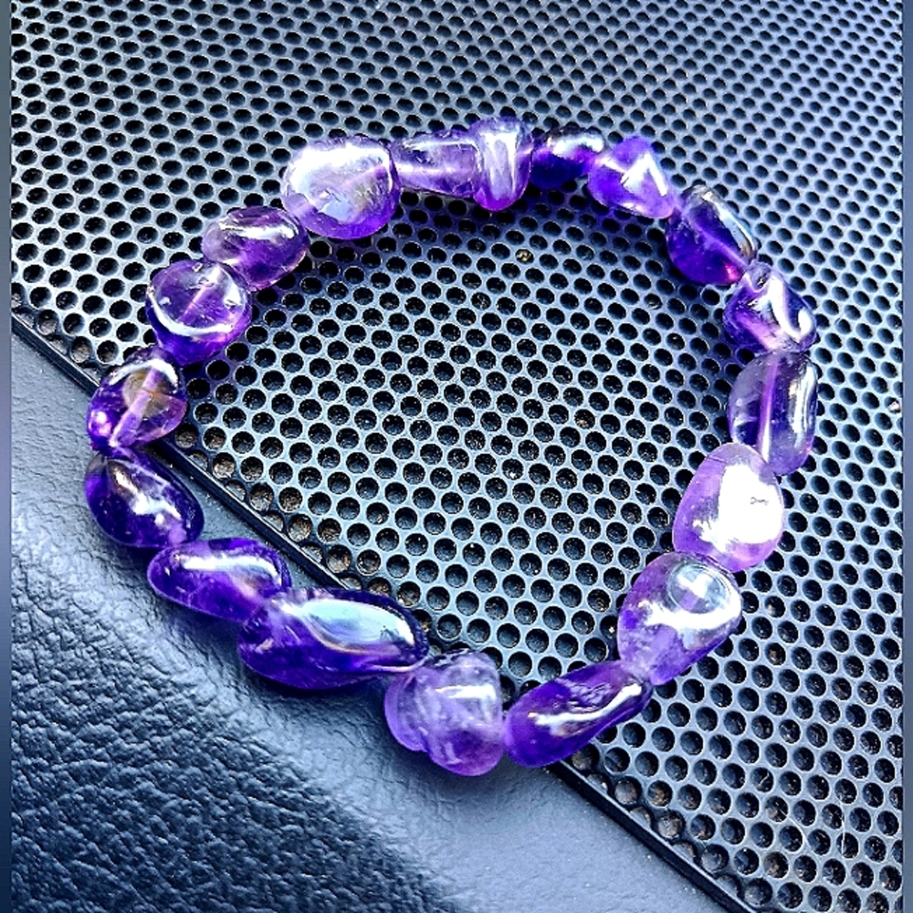 Amethyst Polished Crystal Palm stone Bracelet